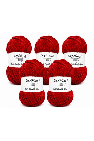 Coziwool Kadife İp Soft Chenille Fine 5'li Paket 5x100 Gr 160 Mt El Örgü İpi