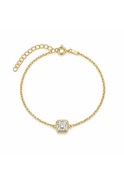 925 Ayar Gümüş Baget Taşlı Kadın Bileklik Minimal Zarif Cubic Zirconia Bileklik