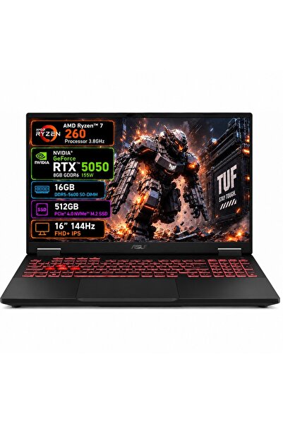 ASUS Tuf FA608UHI-TU236 RYZEN 7 260 16GB DDR5 RAM 512GB SSD RTX5050 8GB 115W ...