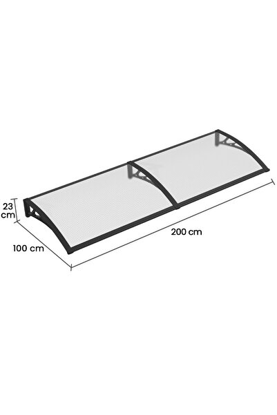 MAPROFI Copertina Usa Exterior PREMIUM, 200 x 100 cm, Placa Intreaga Transparenta din Policarbonat 6 mm, Suporturi Negre din ABS