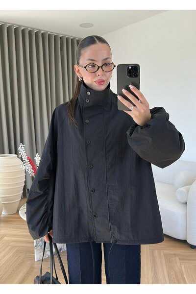 manana fashion Μπουφάν Parachute Oversize με ψηλό γιακά