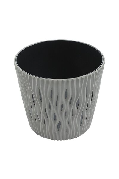 OEM Ghiveci din plastic Sandy, gri piatra, D 19 cm