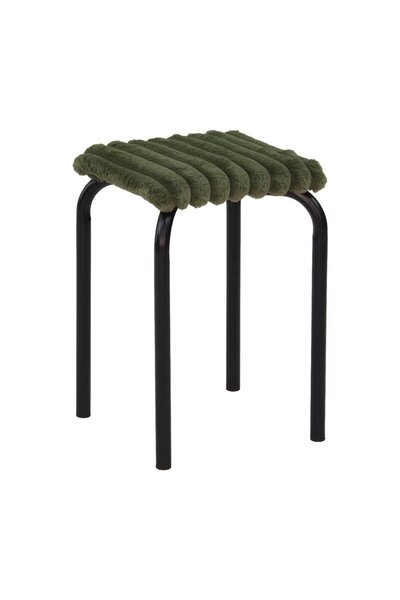 OEM Taburet Loyeo, fix, patrat, material textil catifelat, verde + negru, 31 ...