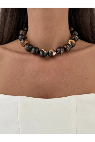 Luparadis Special Series Brown Ball Design Gold Choker Necklace