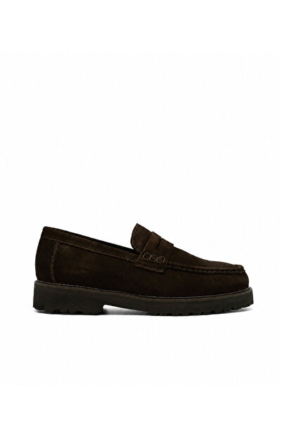 Vario Genuine Leather Men's Loafer Shoes Z590 Yarma Suet Brown 490 C63 (Split...