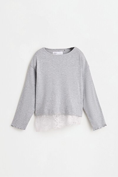 LEFTIES Dantelli kesim detaylı t-shirt