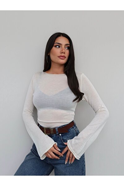 ESRAHELVACI Boat Neck Knitted Sweater Blouse