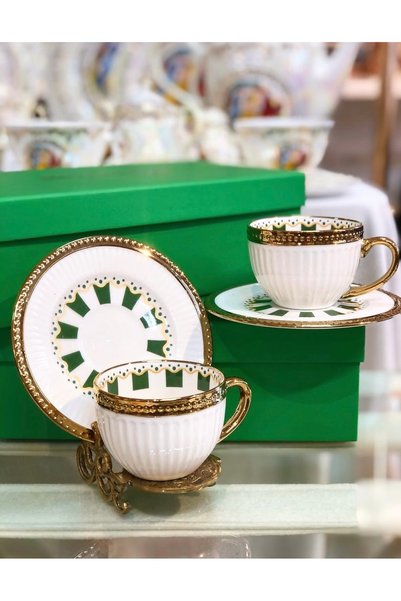 Arow - Dubai 2 Kişilik Gold Detaylı Kahve Fincan Seti ☕✨