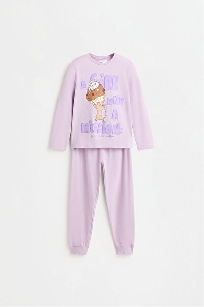 LEFTIES Baskılı uzun pijama takımı