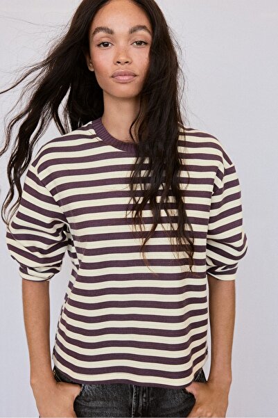 Stradivarius Örme bisiklet yaka t-shirt