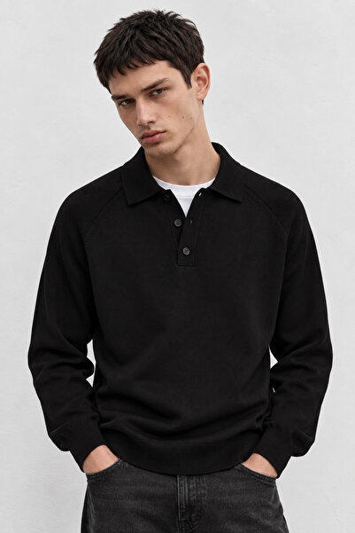 Manche Polo Collar Buttoned Men's Knit Sweater |   Mew5111328-1