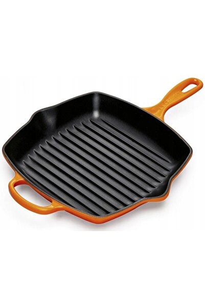 Le Creuset Tigaie grill din fontă, pătrată, roșie, 26 cm
