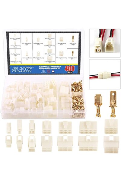 Glarks 400Pcs 6.3mm 1 2 3 4 6 8 9 Pin Electrical Automotive Wire Connector Ma...