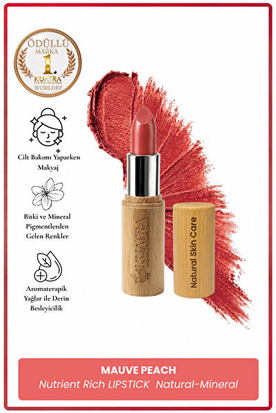 KUATRA Mauve Peach No:26 Doğal Mineral Vegan Ruj Nemlendirici ve Besleyici Bakım