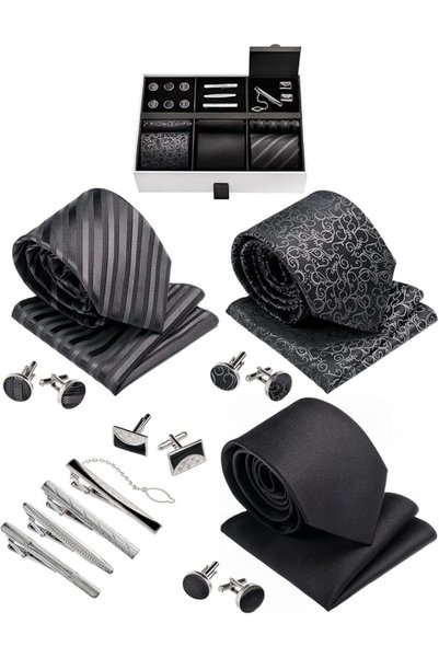 PremiumDesigners Premium Mens Gift Tie Set Silky Necktie Pocket Squares Tie C...