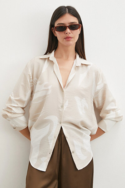 NEVERMORE V-Neck Modal Shirt Beige