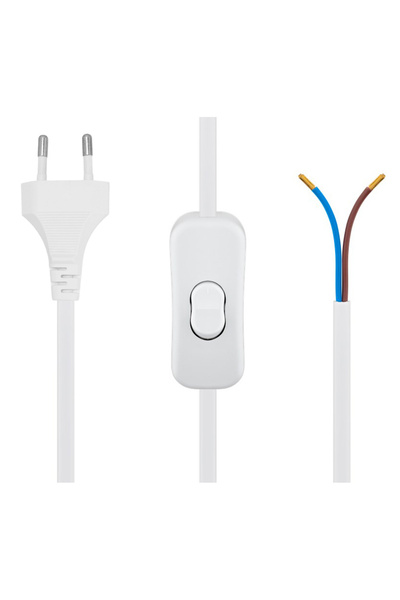 POWERTECH Καλώδιο τροφοδοσίας CAB-P041 με διακόπτη, 2x 0.75mm², 1.5μ, λευκό