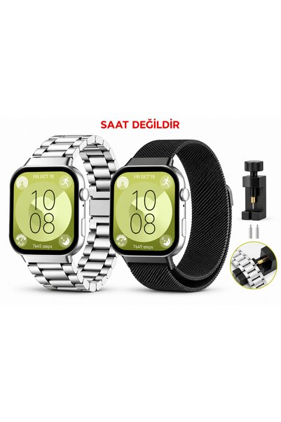 Dexmon Huawei Watch Fit 3 / Fit 4 / Fit 4 Pro /Fit 5 / Fit 5 Pro Uyumlu Metal...