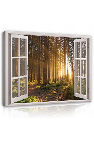 Wallarena Tablou Pădure Pe perete OKNO 3D Pânză Mare 80x60