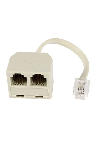 POWERTECH RJ11 4P4C αρσενικός σε 2x θηλυκός προσαρμογέας ADA-T001, λευκός