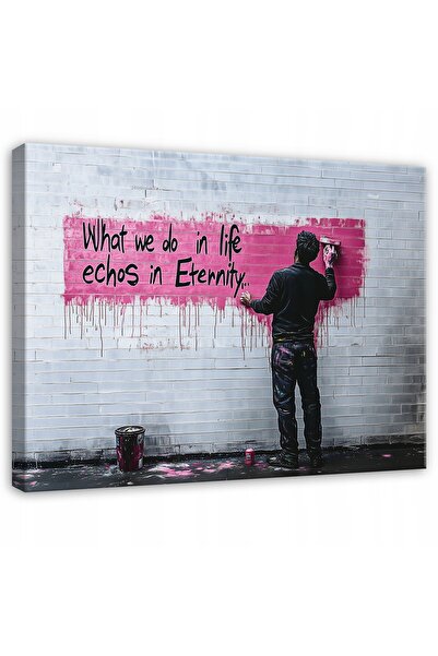 Wallarena TABLOU ABSTRACT GRI BANKSY PENTRU SUFRAGERIE DORMITOR BUCĂTĂRIE PE ...