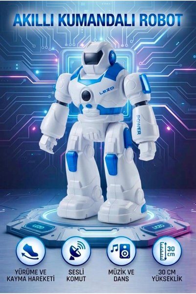 Tıfıl Toys Akıllı Eğitim Robotu Sesli Komut Özellikli LED Aydınlatmalı 30 CM Eğitici Oyuncak Robot