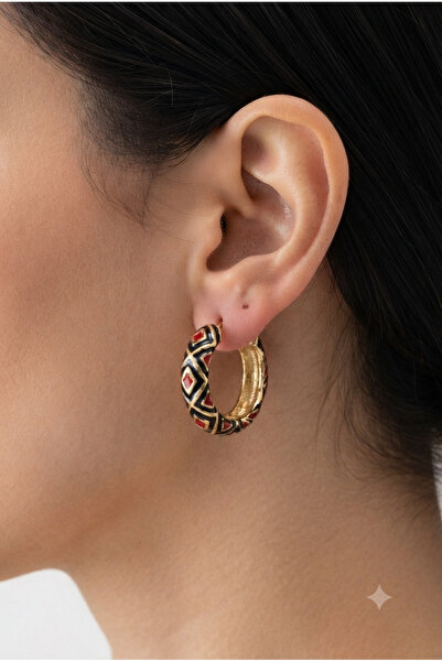 Generic Brand Hoop earrings with steel pattern