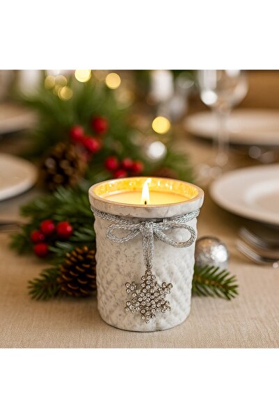 Ornament24 Suport decorativ de Craciun pentru lumanare cu pandantiv fulg de n...