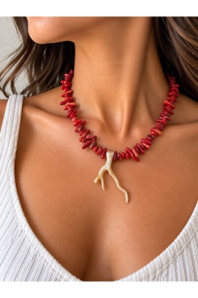 Generic Brand Red Coral Natural Stone Necklace