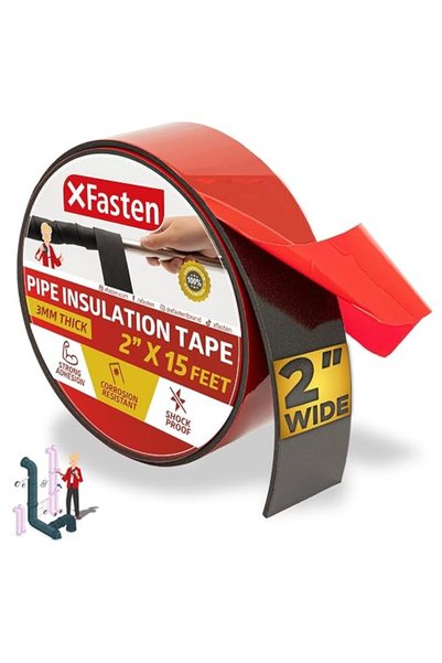 XFasten شريط عزل أنابيب من الفوم 2 بوصة × 15 قدم، عازل قوي لخطوط التكييف، عاز...