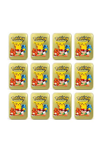 Generic Pack of 12. Pokémon Pikachu Metal Storage Tin Box with Lid – Rectangu...