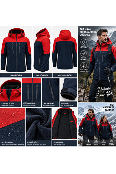 ÇİL TEKSTİL SOFTSHELL SU İTİCİ KALIN KIŞLIK MONT