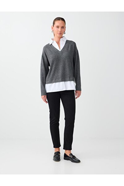 Jimmy Key Black High Waist Regular Leg Woven Trousers