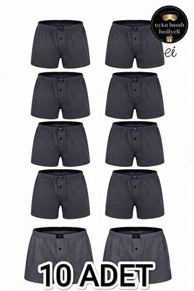 Tutku 10-Pack 100% Cotton Combed Cotton Buttoned Plain Men's Boxer Set - Cust...