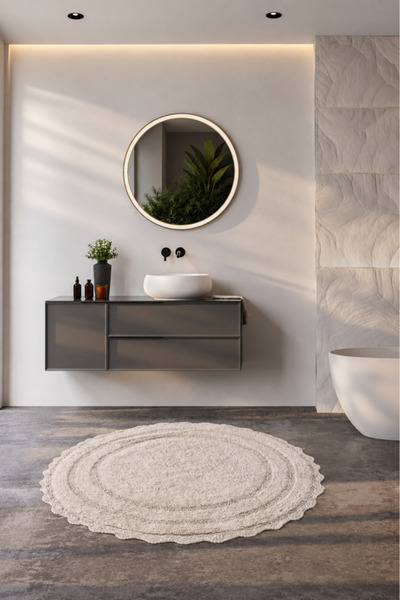 Çeyiz Diyarı Anna 100% Cotton Round Bath Mat 100 cm
