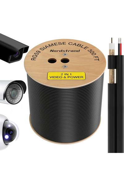 Generic RG59 Siamese Coaxial Cable with Power, 305M Roll – 2-in-1 Video and P...