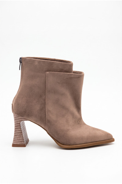 Shoesers Women's Mink Suede Design Pointed Toe Back Zipper Pocket Detailed Ka...