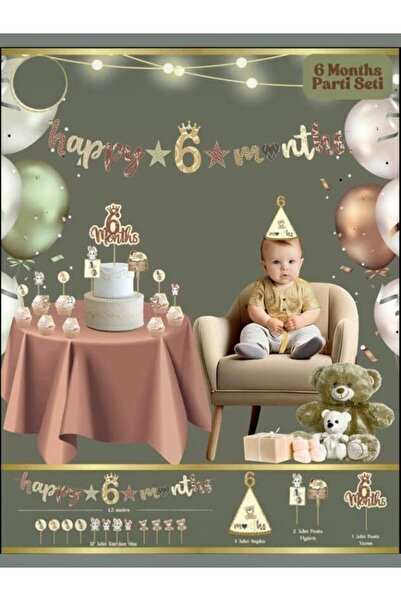 Generic Brand 17 Piece 6 Month Baby Party Set Streamer Hat Toothpick Cake Dec...