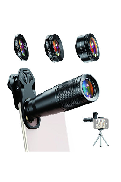 APEXEL Σετ φακών για smartphone 22X105-4IN1 με τρίποδο, 4 σε 1, ζουμ 22x