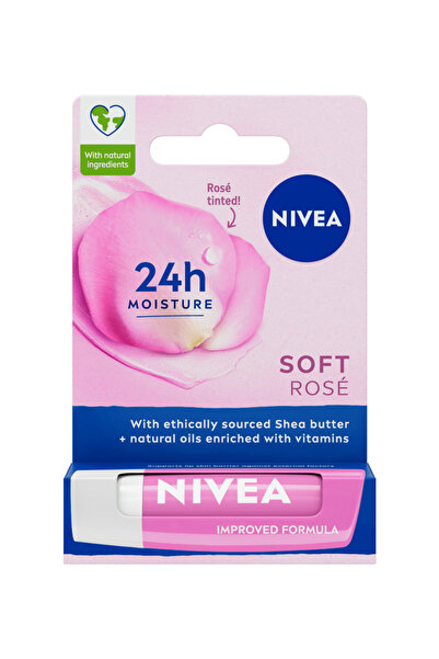 NIVEA Балсам за устни Lip Care Soft Rose, 4.8 г