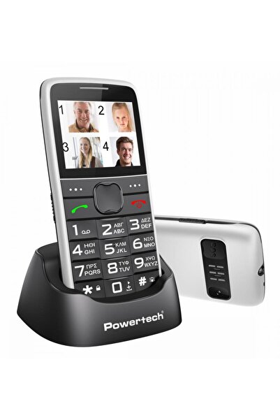 POWERTECH Κινητό τηλέφωνο Sentry V2, διπλή SIM, κουμπί SOS, λευκό
