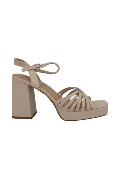 Bella Woman Πέδιλα με Ψηλό Τακούνι & Λεπτά Λουράκια Beige