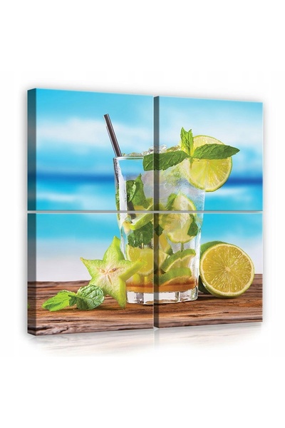 Wallarena Tablou pentru bucătărie DRINK Mare 4 piese XXL 50x50