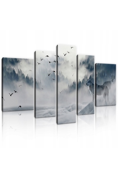 Wallarena Tablou în 5 piese WOLF WOODLAND MODERN 170x100