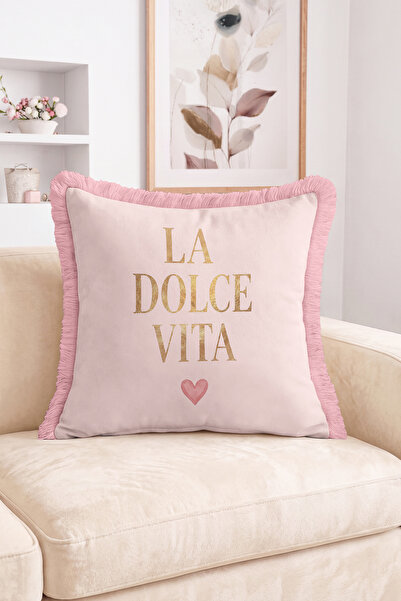 Realhomes La Dolce Vita Written Heart Detailed Fringed-Tasseled Throw Pillow ...