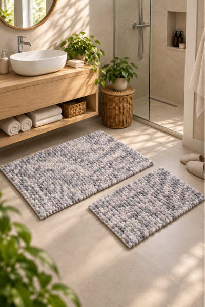 Çeyiz Diyarı Juli Micro 2-Piece Bathroom Mat Set 60X90 cm - 40X60 cm