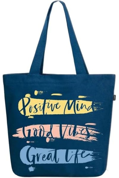 Eco Right Aesthetic Canvas Tote Bag for Women - Large, Reusable, Zippered Tot...