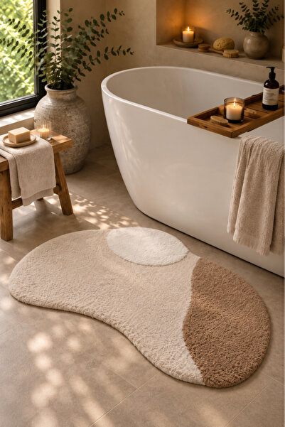 Çeyiz Diyarı Selly 100% Cotton 65X90 cm Bath Mat Beige