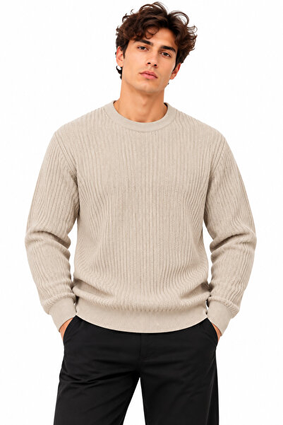 ribana Men's Crew Neck Long Sleeve Knit Sweater B27001