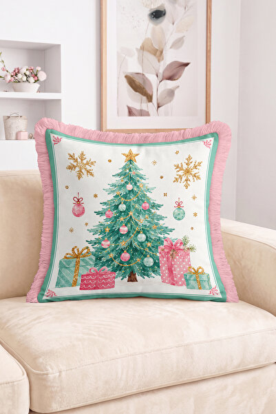 Realhomes Christmas Pine Tree, Snowflake and Gift Box Patterned Fringed-Tasse...